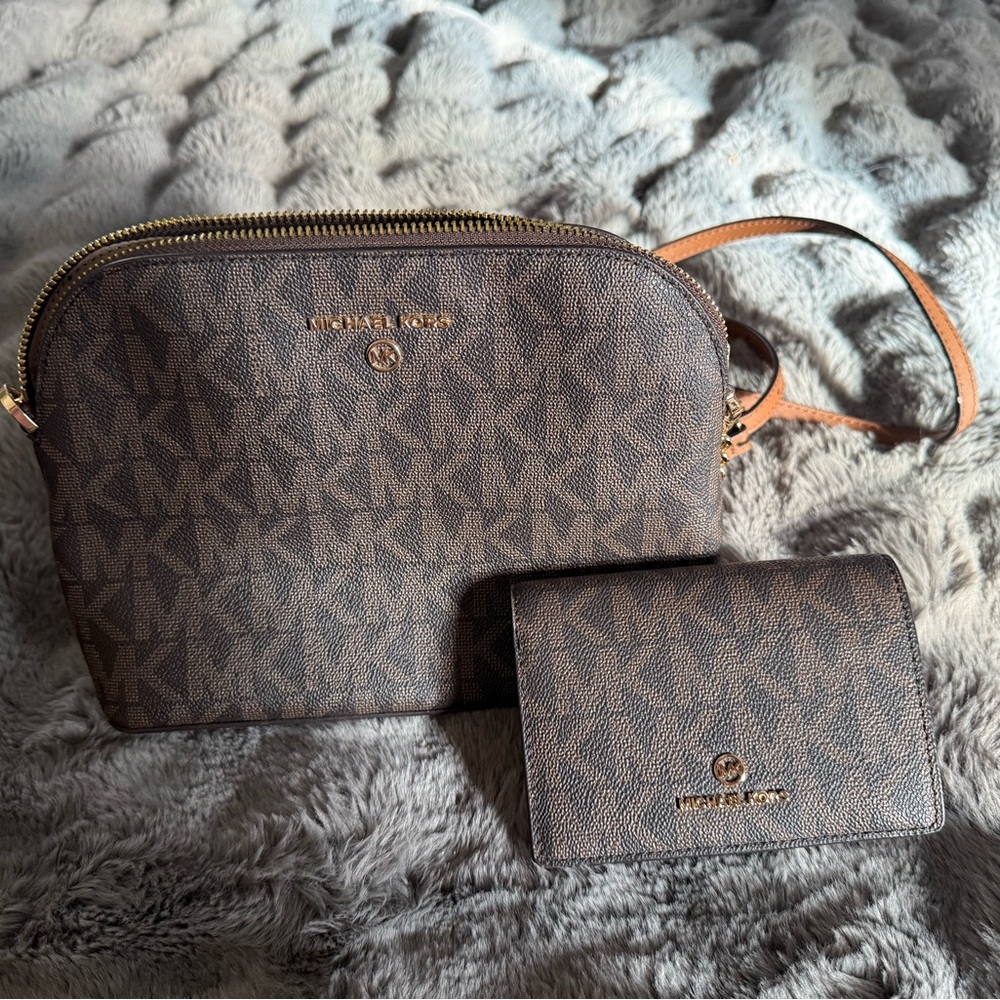 Michael Kors Dark Brown Crossbody Bag and Wallet
